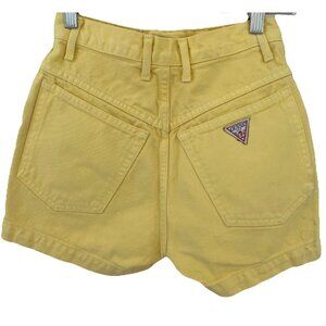 Vintage 90s GUESS High Rise Denim Shorts Women's 26 (Actual 25) Yellow USA Y2K